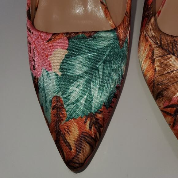 Leaf pattern Fall High heel Women US SIZE 5 decorative sexy green red brown - Picture 12 of 14